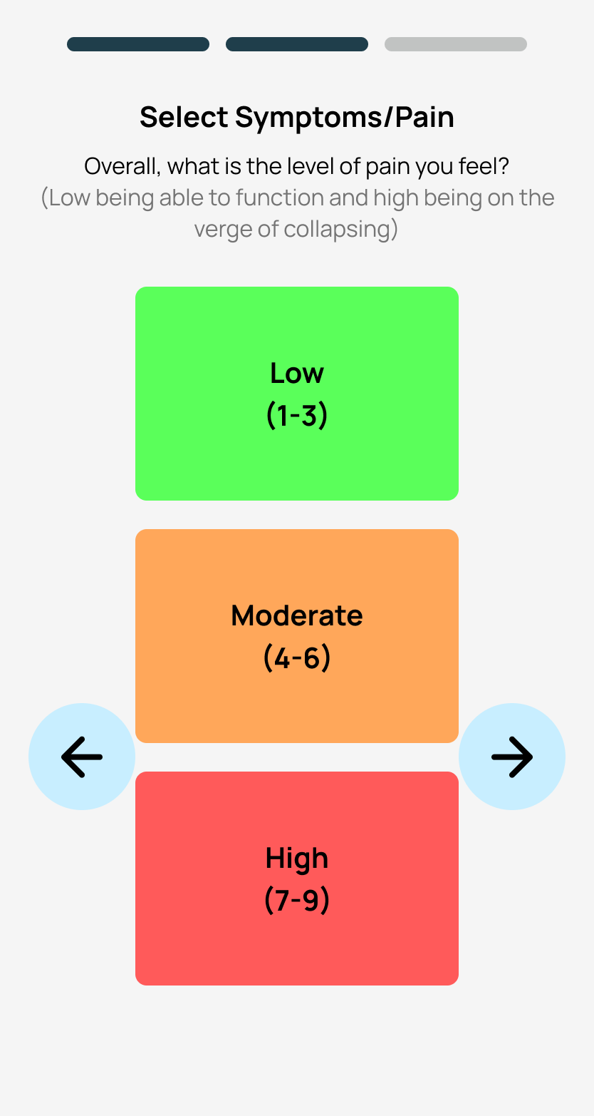 Pain assessment screen