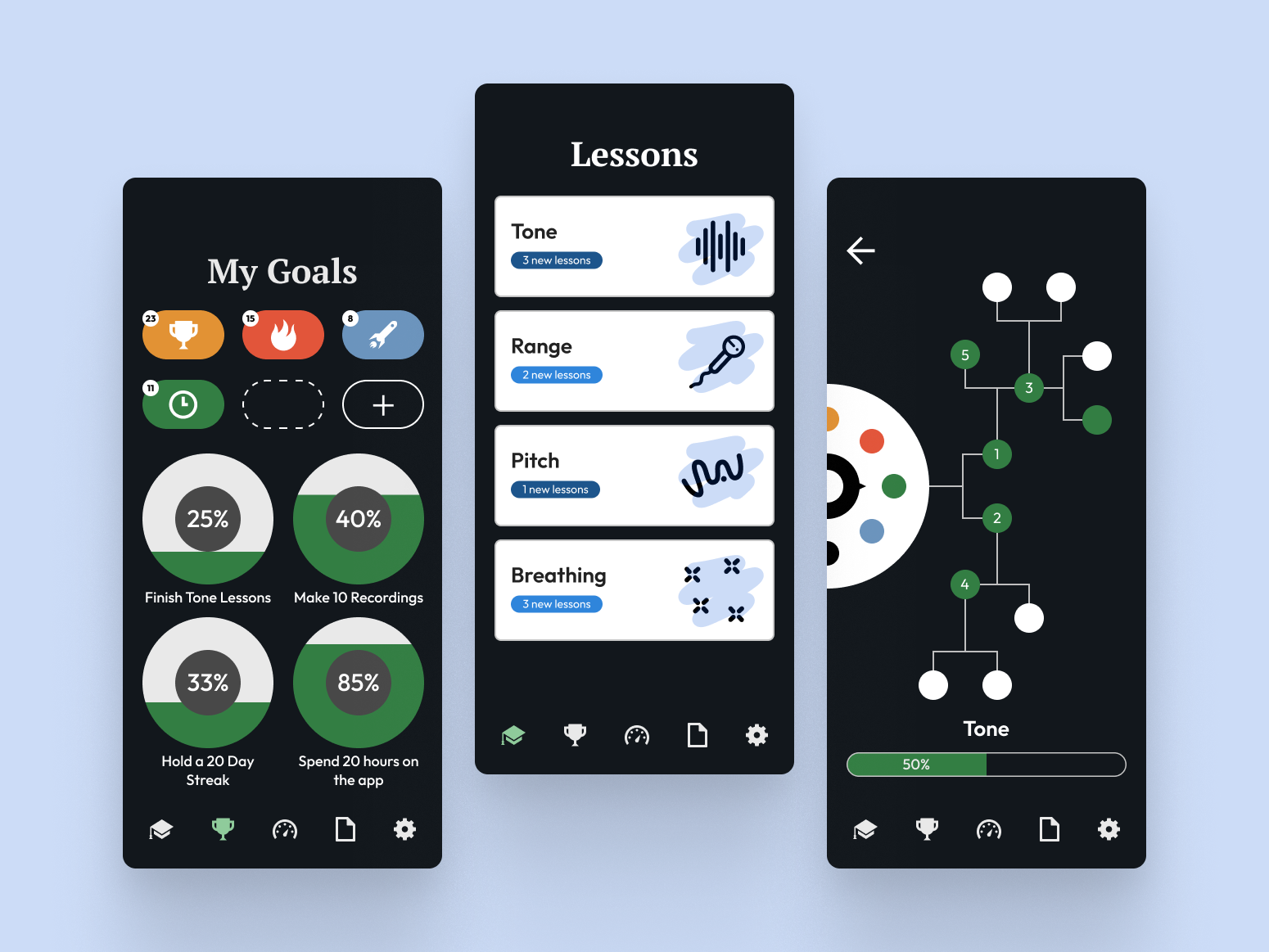 Resonate vocal coaching app showing practice interface