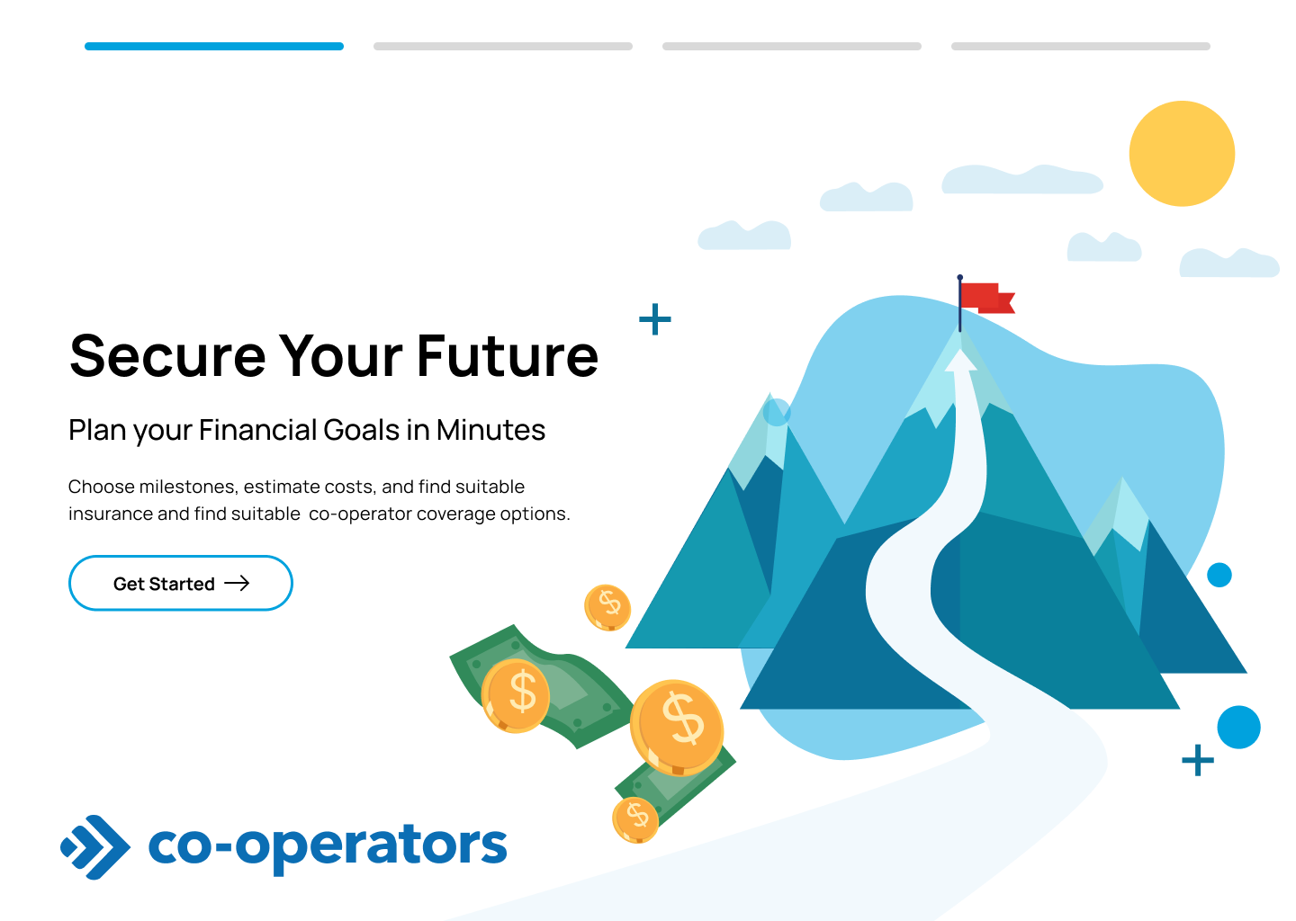 Landing page with mountain illustration